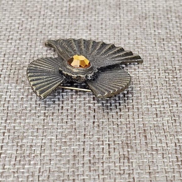 VTG Brooch Kenneth Cole Angel Pewter Silver Faux Topaz Birthstone Scorpio Pin - Picture 5 of 12